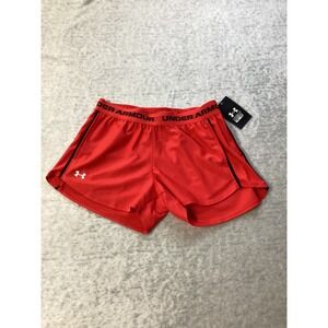 Under Armour Womens Tech Play Up Shorts Red Black 1389882 XS NEW